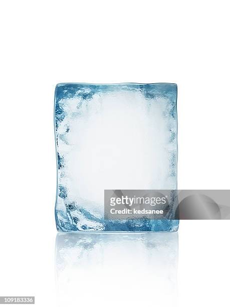 ice block isolated on white - ice cube stock pictures, royalty-free photos & images