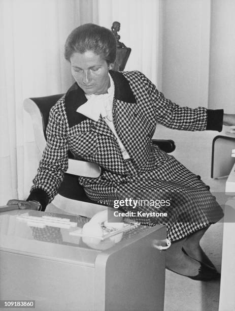 French lawyer and politician Simone Veil, the new Minister of Health, in her office at the ministry, Paris, France, 30th May 1974.