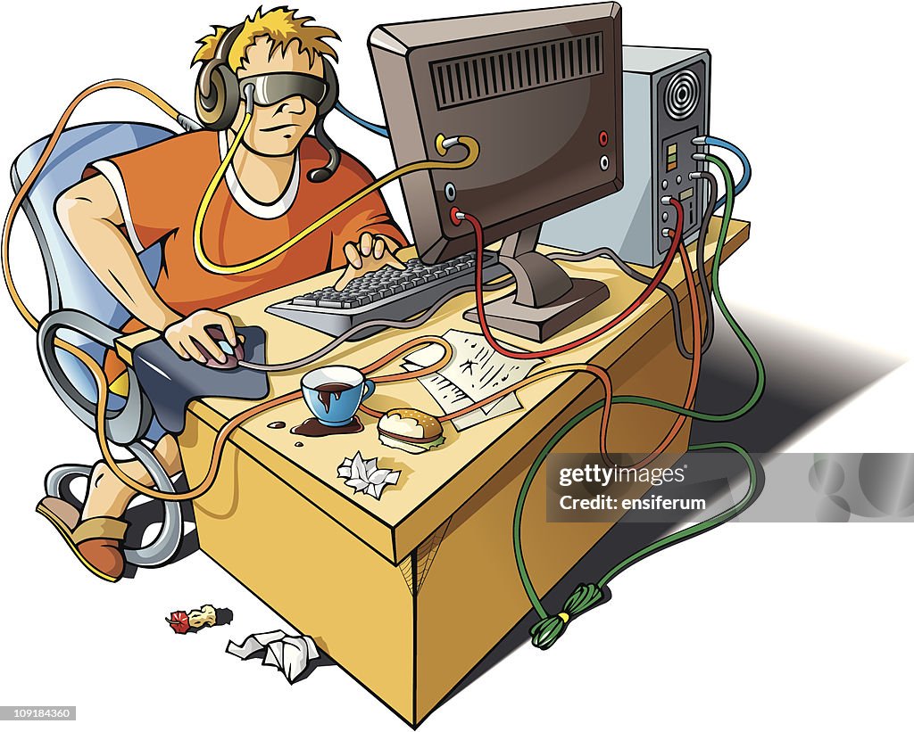 Computer Addiction Abstract An Illustration To Convey Computer Addiction High-Res Vector Graphic ...