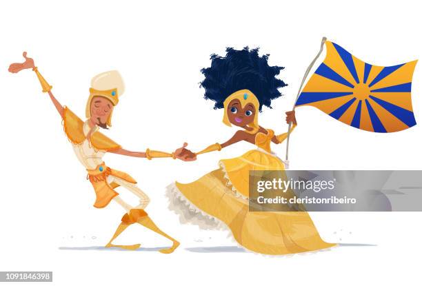 ilustrações de stock, clip art, desenhos animados e ícones de carnival (master-room and flag bearer) - escola de samba