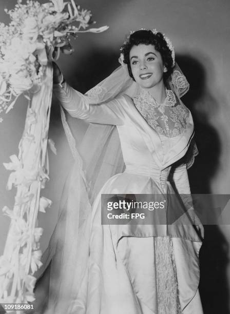 British-born actress Elizabeth Taylor dressed for her role in the film 'Father of the Bride', Hollywood, California, 20th April 1950.