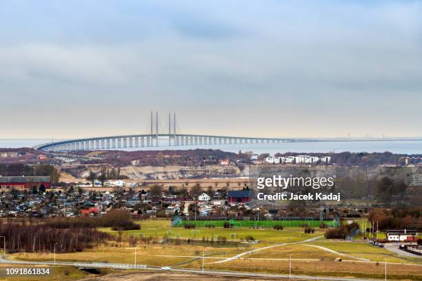 aerial view of malmo - oresund bridge stock pictures, royalty-free photos & images