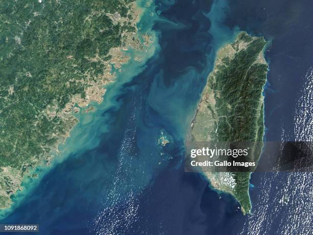 The Strait of Taiwan, located between the coast of southeast China and Taiwan.