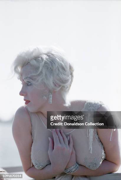 Actress Marilyn Monroe on the set of the film "Some Like it Hot" on Coronado Beach in Coronado, California.