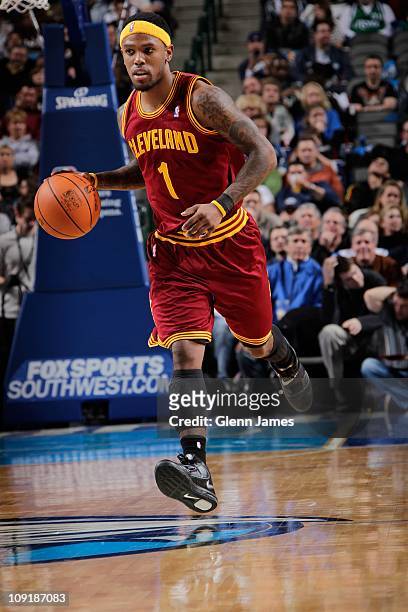Cleveland Cavaliers point guard Daniel Gibson brings the ball up court during the game of the Dallas Mavericks on February 7, 2011 at the American...