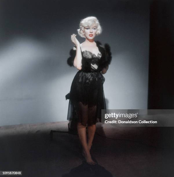 Actress Marilyn Monroe on the set of the film "Some Like it Hot" in Los Angeles, California.
