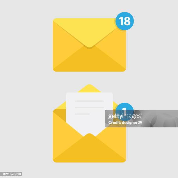 illustrazioni stock, clip art, cartoni animati e icone di tendenza di notifica messaggio isolata su sfondo bianco e icona di posta. - messaggio