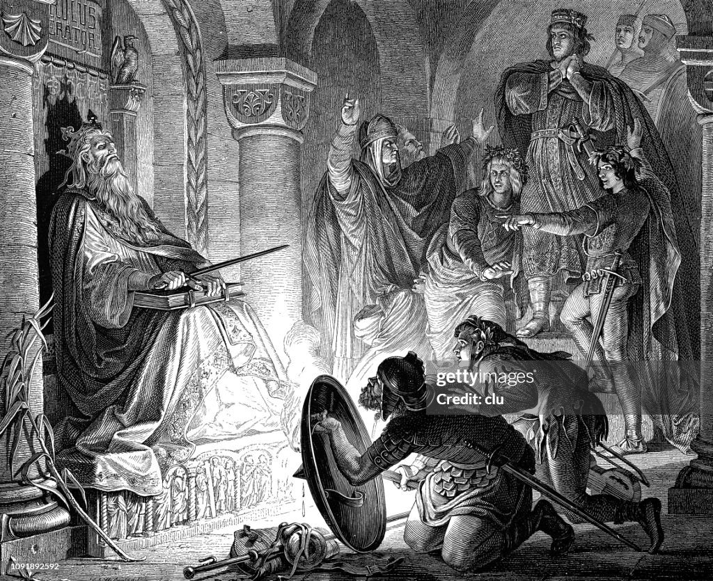 Emperor Otto III in the tomb vault of Charlemagne