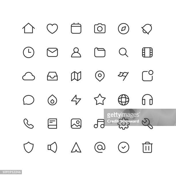 collection user interface outline icons - famous place stock illustrations