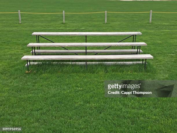 bleach seating at sport's field - wooden bench stock pictures, royalty-free photos & images