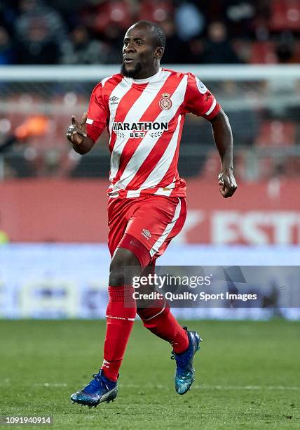 Seydou Doumbia of Girona FC during the Copa del Rey Round of 16 match between Girona FC and Atletico de Madrid at Montilivi Stadium on January 09,...