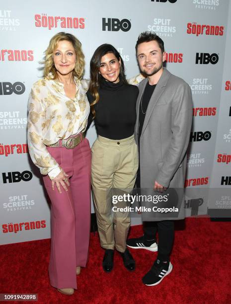 Edie Falco, Robert Iler and Jamie-Lynn Sigler attend the "The Sopranos" 20th Anniversary Panel Discussion at SVA Theater on January 09, 2019 in New...