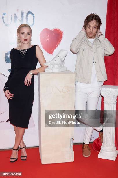 Ana Fernandez and Adrian Roma attends the 'Uno de 50' 'Por arte al amor' campaign photocall at Uno de 50 shop in Madrid, Spain on Jan 31, 2019