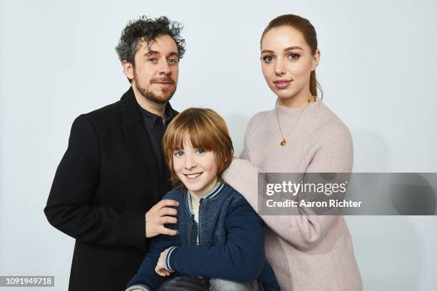 Director Lee Cronin, James Quinn Markey and Seana Kerslake from 'The Hole In The Ground' pose for a portrait in the Pizza Hut Lounge in Park City,...