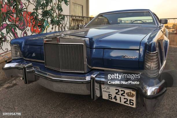 Vintage model of Lincoln Continental car seen in the Old Town of Amman. On Thursday, January 31 in Amman, Jordan.