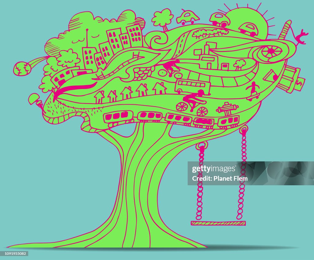 City Inside Tree The City In The Tree High-Res Vector Graphic - Getty Images