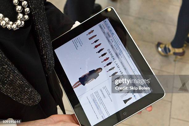 The Derek Lam site on Ebay on an Apple iPad at the Derek Lam + Ebay Fall 2011 presentation during Mercedes-Benz Fashion Week at Alice Tully Hall,...