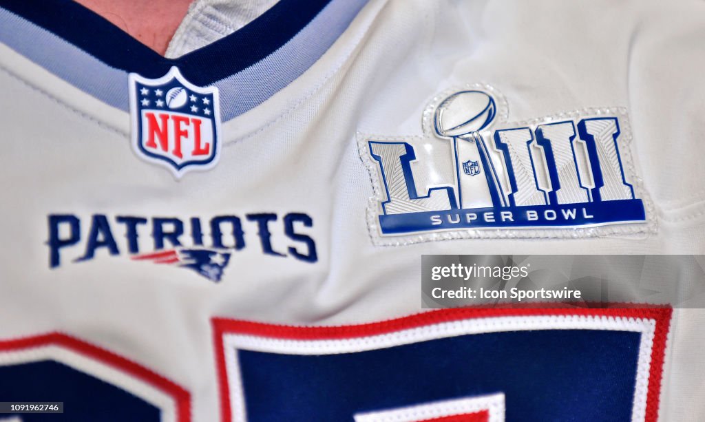 The Super Bowl 53 patch on a New England Patriots jersey during a New  News Photo - Getty Images