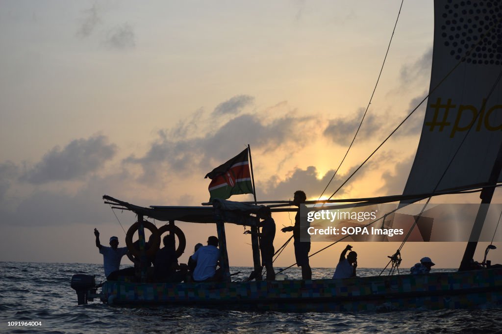 A boat fully made from recycled plastic waste collected at...