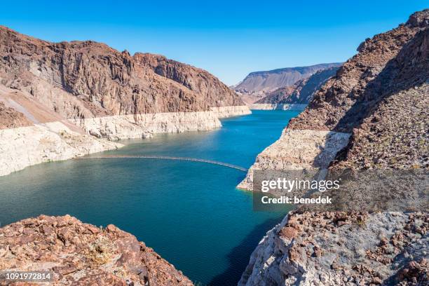 lake mead and black canyon at hoover dam between nevada and arizona usa - mead stock pictures, royalty-free photos & images