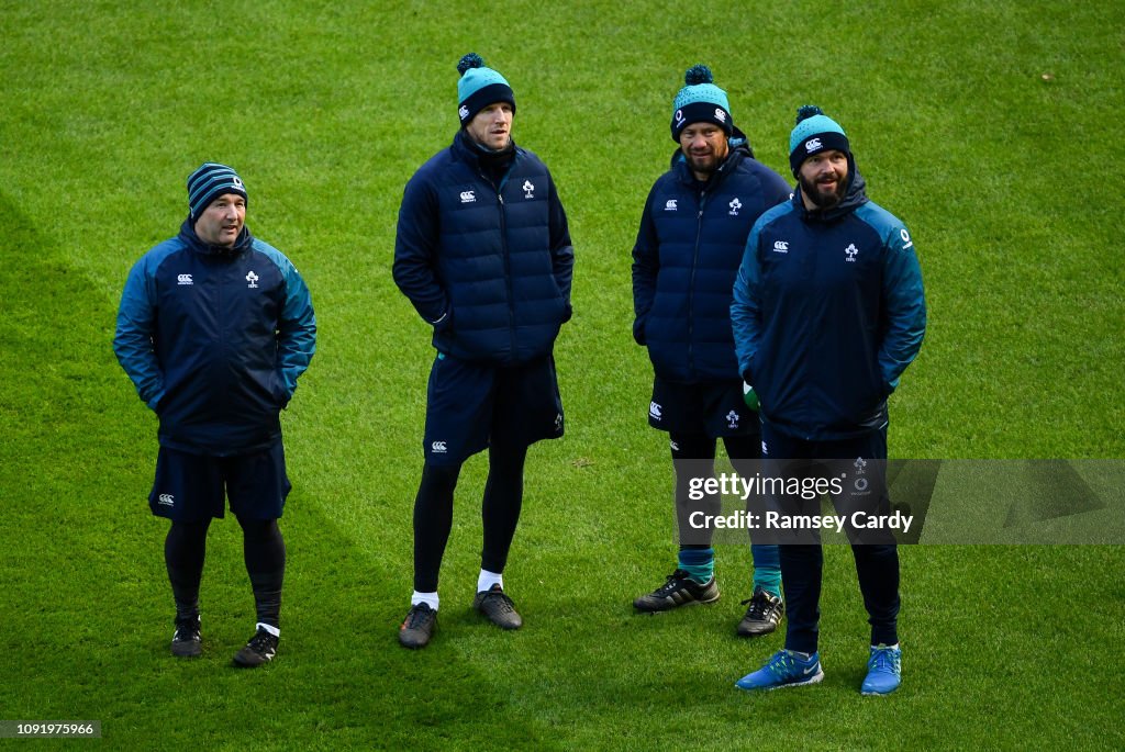 Irish Rugby Running Dublin , Ireland - 1 February 2019; Members of the Ireland coaching ...