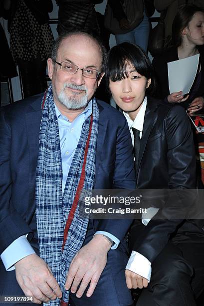 Salman Rushdie and Jihae Kim at the 3.1 Phillip Lim Fall 2011 fashion show during Mercedes-Benz Fashion Week at St. John's Center Studios on February...