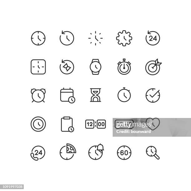 outline time icons - clock stock illustrations
