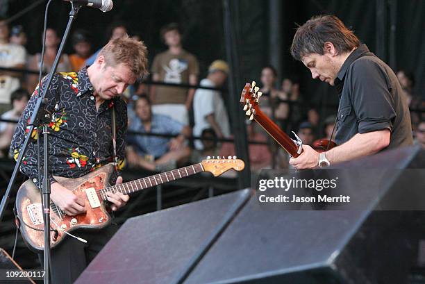 Nels Cline and Jeff Tweedy of Wilco during Bonnaroo 2007 - Day 3 - Wilco at What Stage in Manchester, Tennessee, United States.