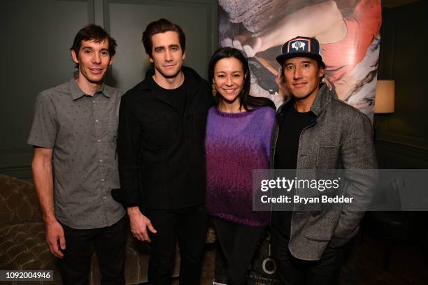 Featured Free Soloist Alex Honnold, actor Jake Gyllenhaal, Free Solo Director and Producer E. Chai Vasarhelyi and Free Solo Director, Producer, and...