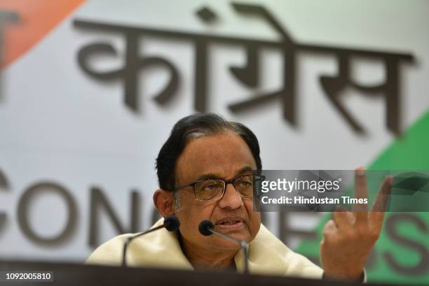 Former Finance Minister and Congress leader P Chidambram during a press conference after Interim Budget-2019 in Parliament by Finance Minister Piyush...