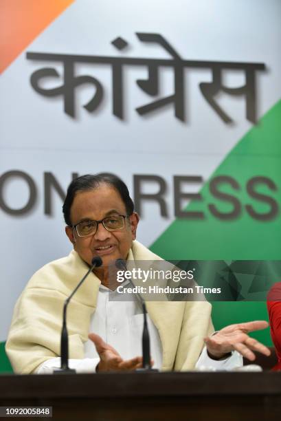 Former Finance Minister and Congress leader P Chidambram during a press conference after Interim Budget-2019 in Parliament by Finance Minister Piyush...