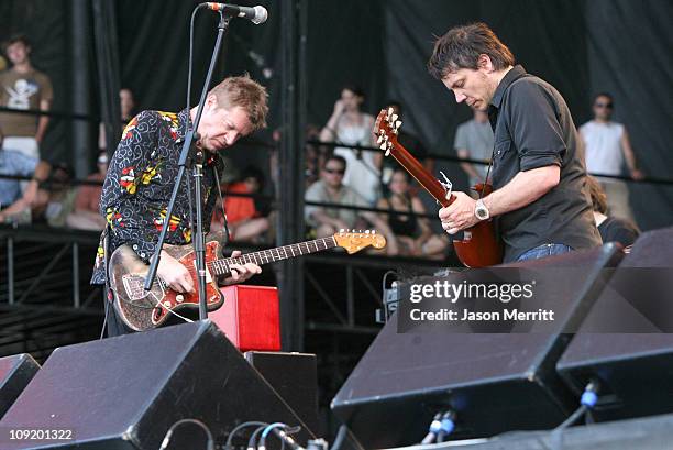Nels Cline and Jeff Tweedy of Wilco during Bonnaroo 2007 - Day 3 - Wilco at What Stage in Manchester, Tennessee, United States.