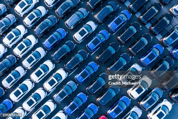 aerial shots of many cars before sale. - immobile ストックフォトと画像