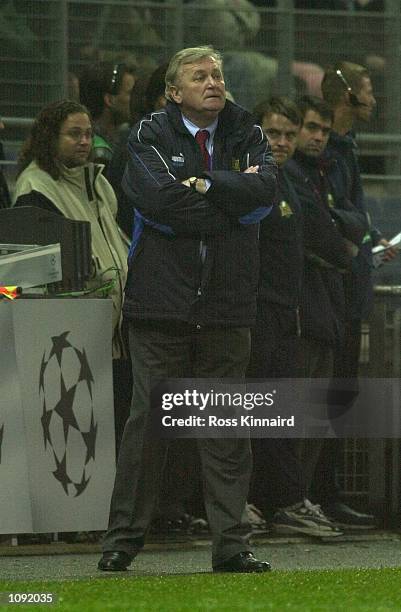 Ivica Osim the coach of Sturm Graz watching the action during the SK Sturm Graz v Manchester United Champions League match in the Arnold...