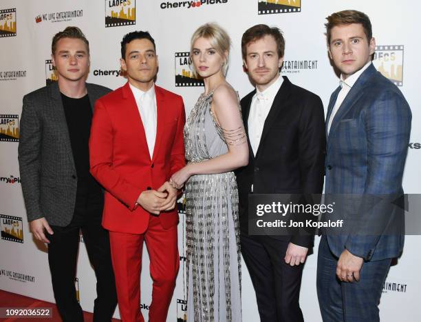 Ben Hardy, Rami Malek, Lucy Boynton, Joseph Mazzello and Allen Leech attend the 2nd Annual Los Angeles Online Film Critics Society Award Ceremony at...