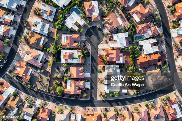 luxury housing development aerial - cul de sac stock pictures, royalty-free photos & images