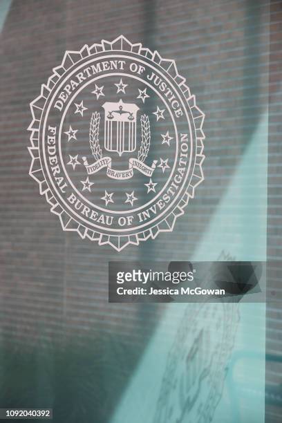 The FBI logo outside the Atlanta field office on February 1, 2019 in Atlanta, Georgia. Federal, state and local law enforcement and other agencies...