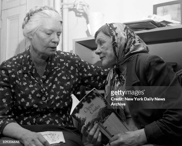 Dorothy Day speaks with Veronica Kane, one of the residents at House of Hospitality.