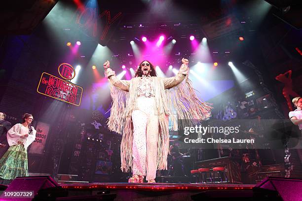 Actor / singer Nick Cordero with the national tour of Rock of Ages at the curtain call of Opening Night of "Rock of Ages" at the Pantages Theatre on...