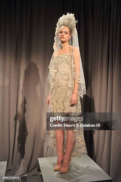 Model attends the Marchesa Fall 2011 presentation during Mercedes-Benz Fashion Week at Center 548 on February 16, 2011 in New York City.