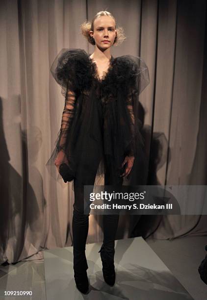 Model attends the Marchesa Fall 2011 presentation during Mercedes-Benz Fashion Week at Center 548 on February 16, 2011 in New York City.