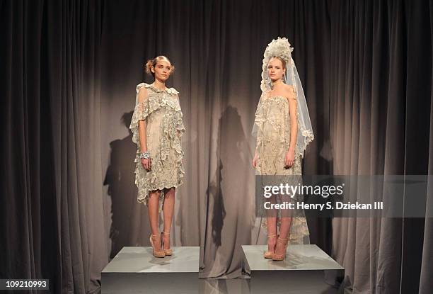 Model attends the Marchesa Fall 2011 presentation during Mercedes-Benz Fashion Week at Center 548 on February 16, 2011 in New York City.