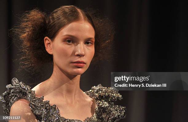 Model attends the Marchesa Fall 2011 presentation during Mercedes-Benz Fashion Week at Center 548 on February 16, 2011 in New York City.