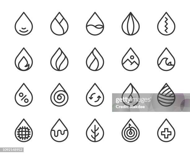 drop shape - line icons - blood dripping stock illustrations