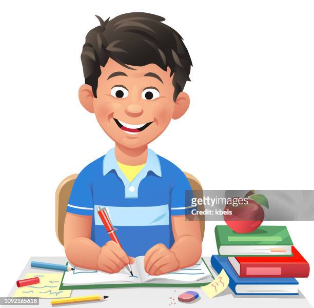 boy doing homework - no homework clipart stock illustrations