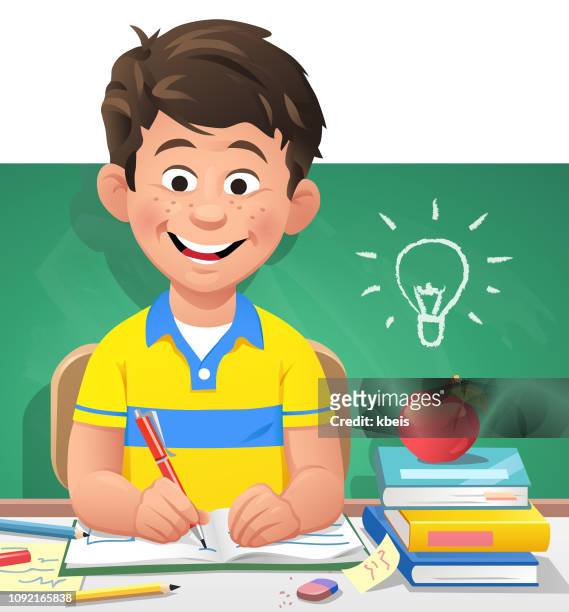 Clever Boy In Classroom High-Res Vector Graphic - Getty Images