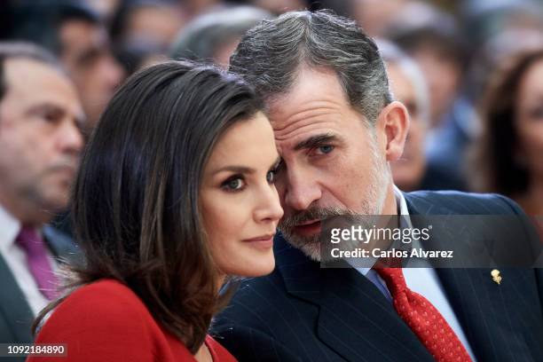 King Felipe VI of Spain and Queen Letizia of Spain attend the National Sports Awards 2017 at the El Pardo Palace on January 10, 2019 in Madrid, Spain.