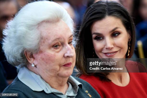 Queen Letizia of Spain and Princess Pilar de Borbon attend the National Sports Awards 2017 at the El Pardo Palace on January 10, 2019 in Madrid,...