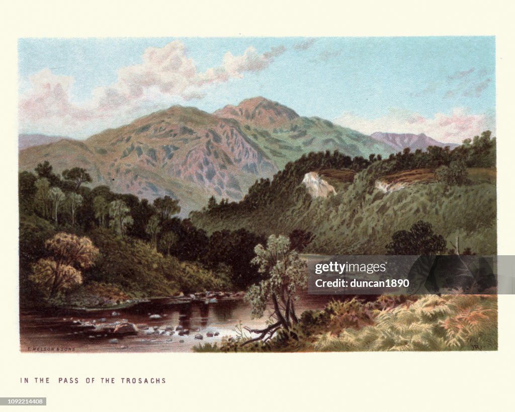 Scottish landscape, Pass of the Trossachs, Scotland, 19th Century