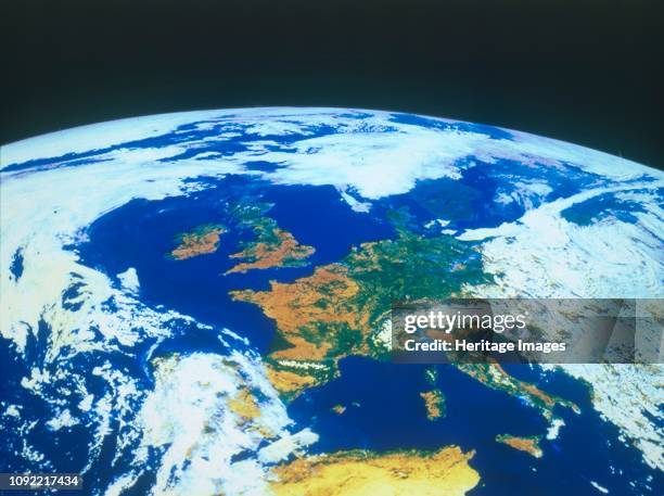 Earth from space - Europe seen from a satellite, circa 1980s. France in the centre, with Great Britain to the north, and to the south can be seen...